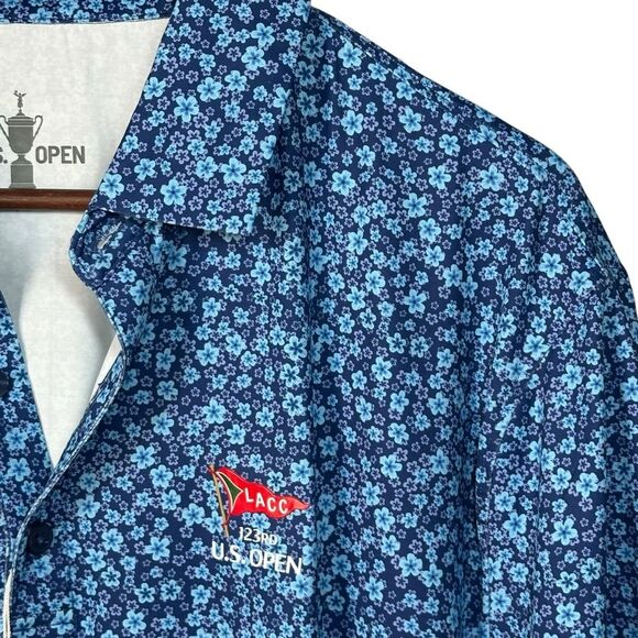 US Open Men’s Polo Size XL Golf Purple‎ Blue Floral - Picture 8 of 13